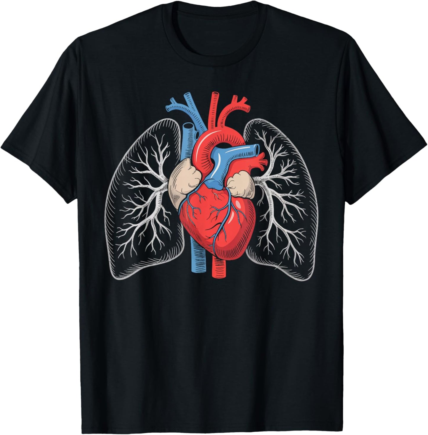 Human Lungs Heart Vintage Anatomy Medical Gifts T-Shirt - T-Shirt | Black