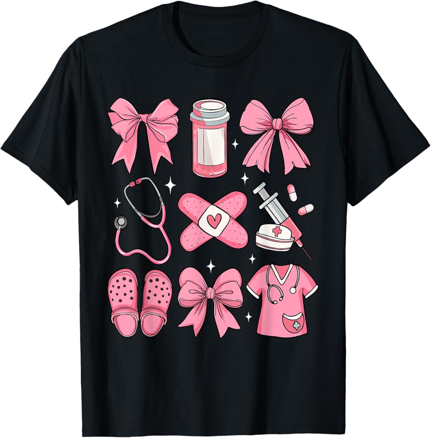 Nurse Valentines Day Coquette Bow Valentine Nurse RN PCT CNA T-Shirt - T-Shirt | Black