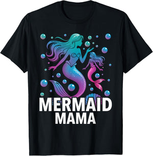 Cute Mermaid Mama Mom Mommy Happy Mothers Day Women T-Shirt - T-Shirt | Black