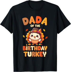 Dada of The Birthday Turkey Family 1st Birthday Boy T-Shirt - T-Shirt | Black