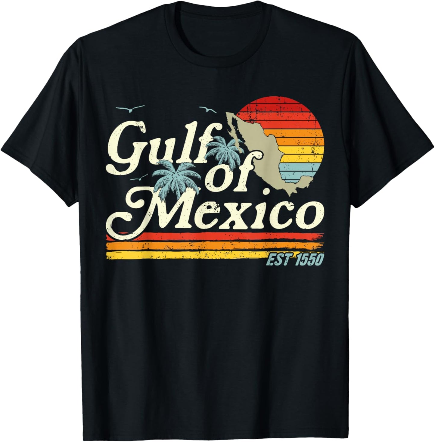 Golfo de México Retro Gulf of Mexico Est 1550 T-Shirt - T-Shirt | Black