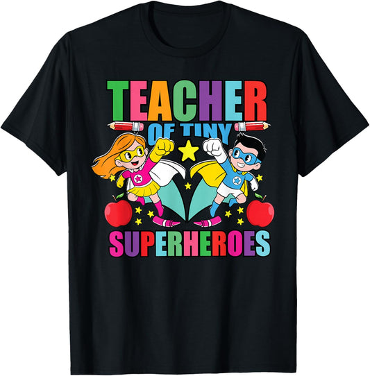 School Teacher of Tiny Superheroes Funny Teaching Assistant T-Shirt - T-Shirt | Black