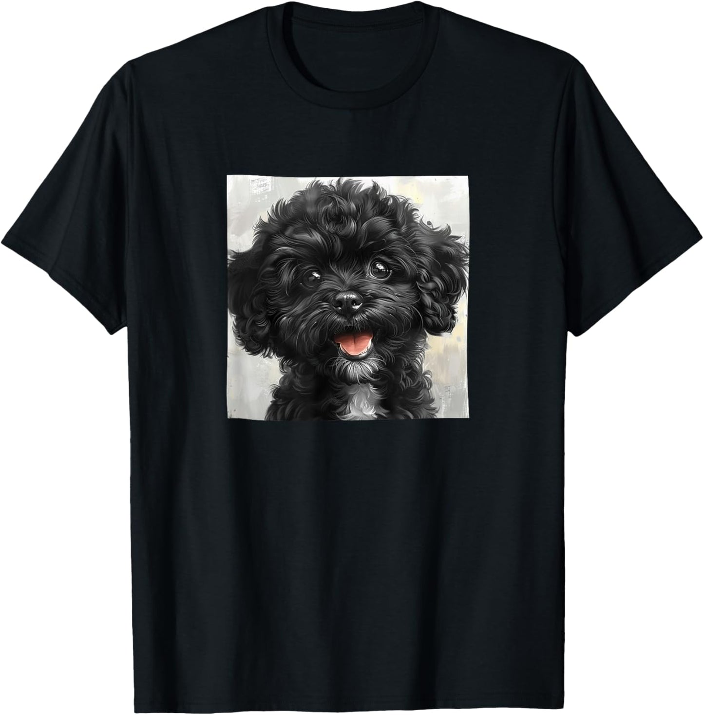 Black Poodle Puppy Laughing Graphic T-Shirt - T-Shirt | Black