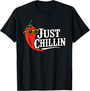 Just Chillin Funny Chili Pepper Lovers Men Women Kids T-Shirt - T-Shirt | Black