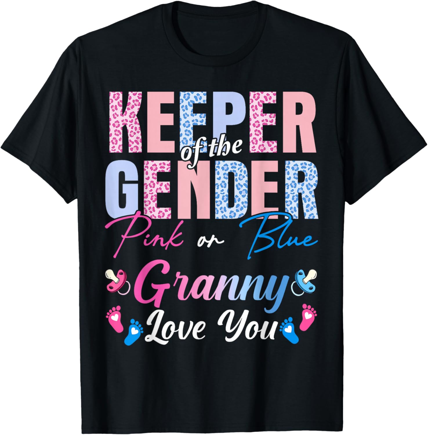 Pink Or Blue Granny Loves You Baby Gender Reveal Party T-Shirt - T-Shirt | Black
