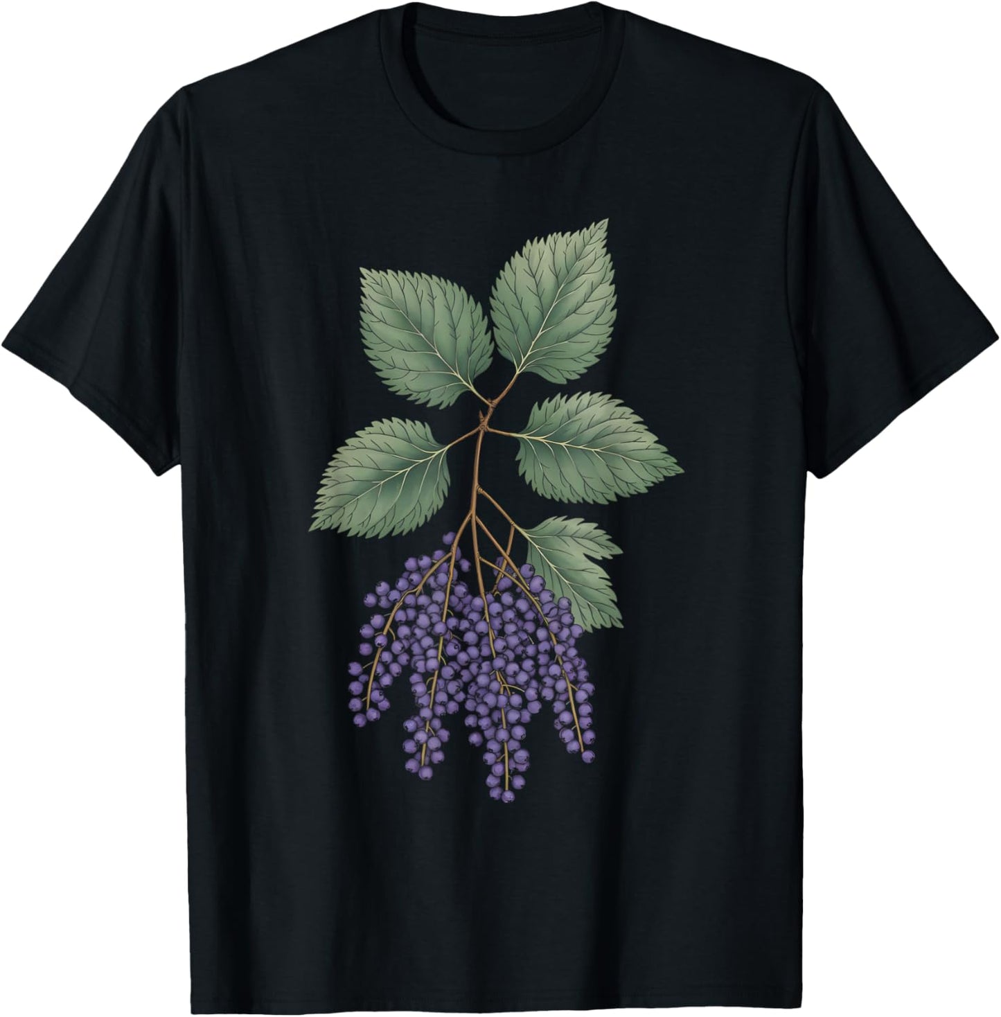 Elderberry Herb Plant T-Shirt - T-Shirt | Black