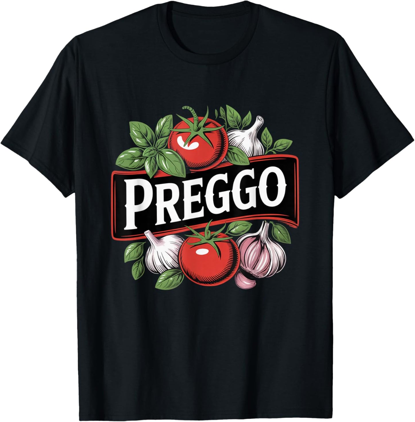 Pregnancy Announcement Prego Pasta Sauce Funny Preggo T-Shirt - T-Shirt | Black