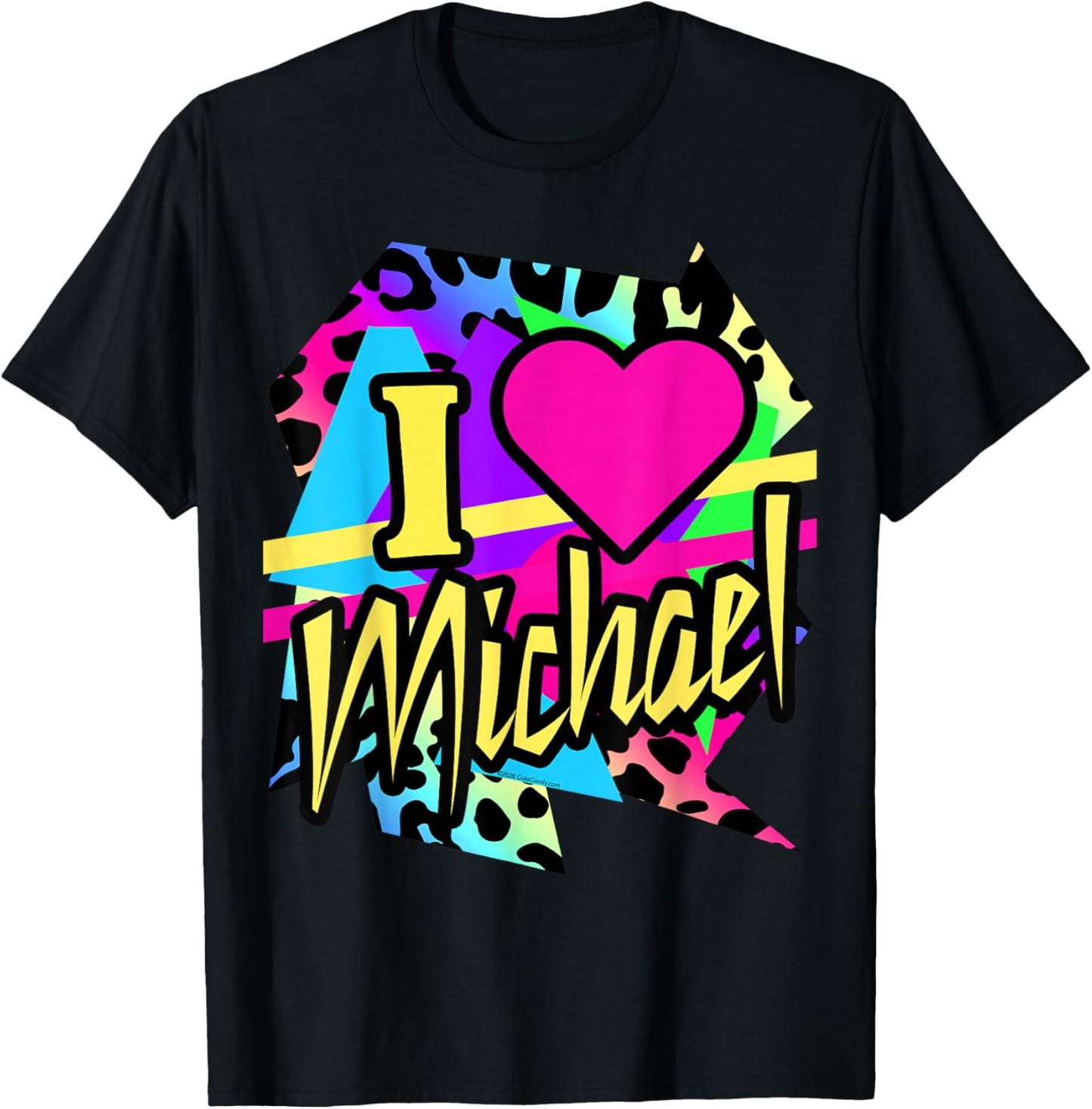 I Love Michael Name Heart Vintage Retro 1980s Women 80s Fan T-Shirt - T-Shirt | Black