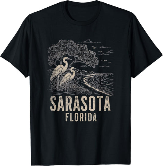 Retro Vintage Sarasota Florida Art Design T-Shirt - T-Shirt | Black