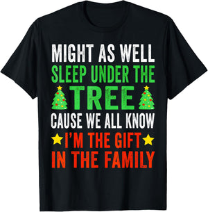 Might As Well Sleep Under The Tree Shirt Christmas Pajamas T-Shirt - T-Shirt | Black