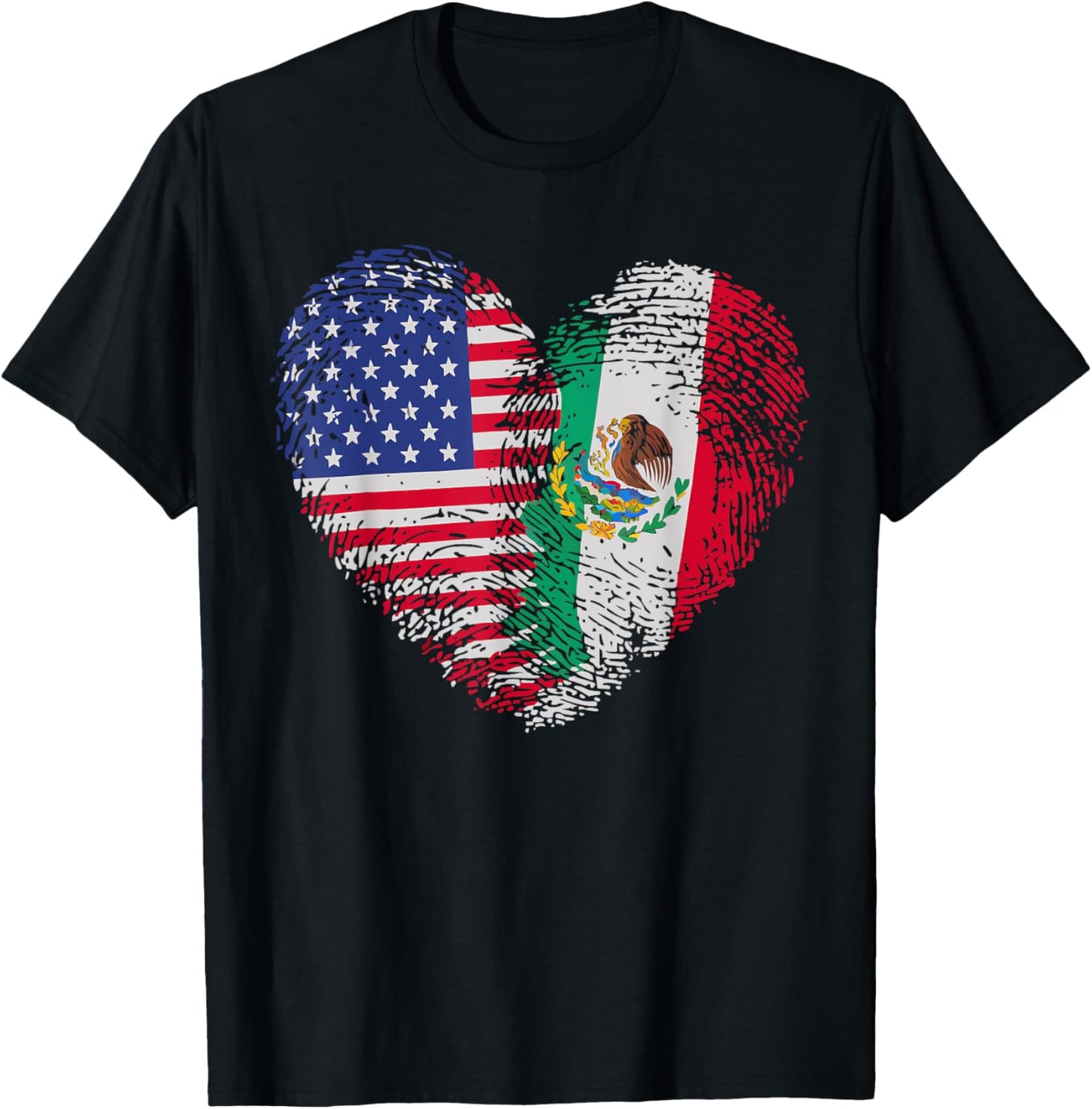Half Mexican Half American USA Flag Mexico America T-Shirt - T-Shirt | Black