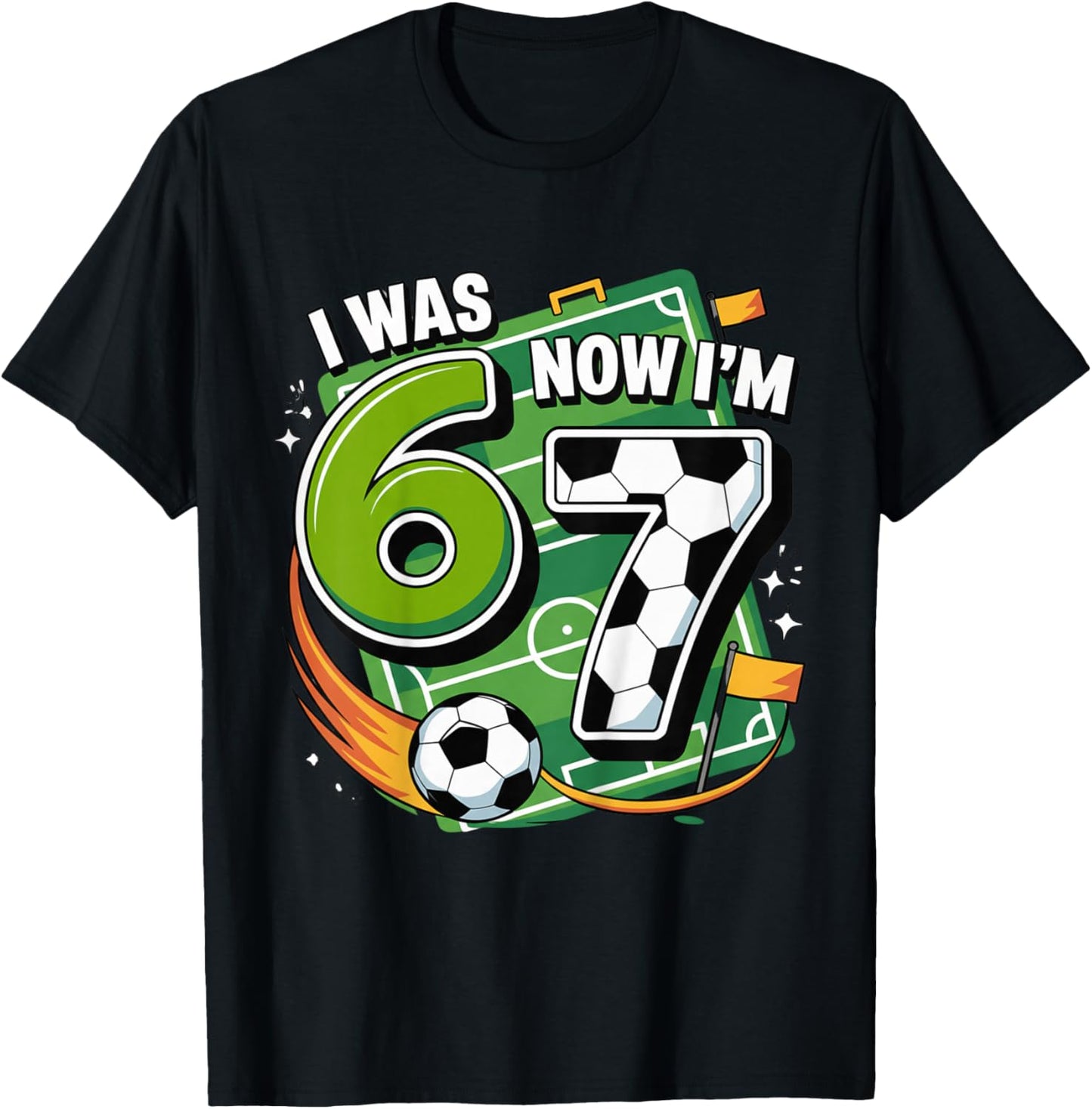 I was 6 Now Im 7 Soccer Football 7th Birthday Boy Kids T-Shirt - T-Shirt | Black