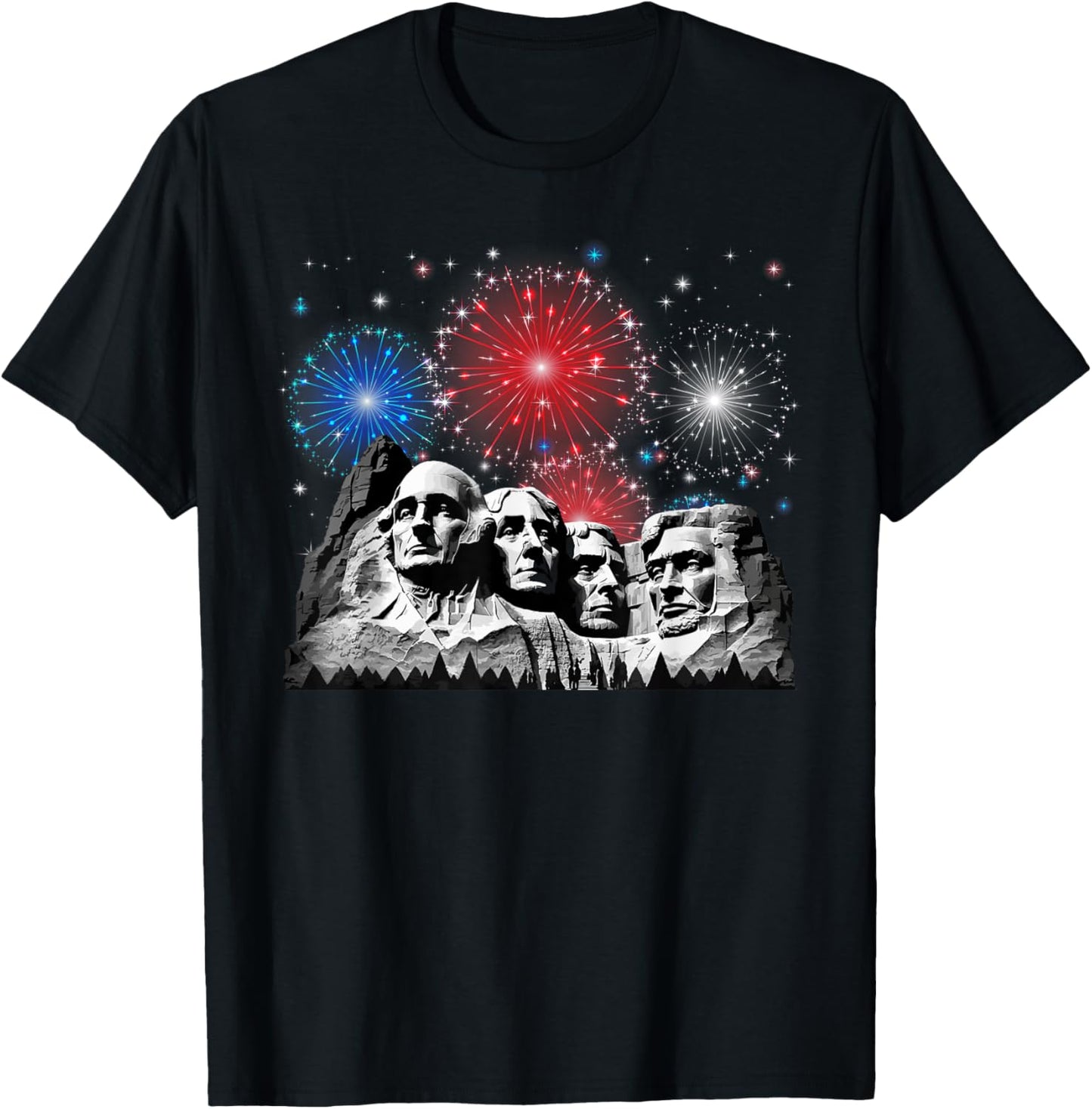 Mount Rushmore Fireworks 4th Of July USA Independence Day Kids Men T-Shirt - T-Shirt | Black