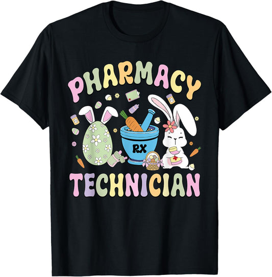 Pharmacy Technician Easter Egg Bunny Pharmacy Tech Easter T-Shirt - T-Shirt | Black
