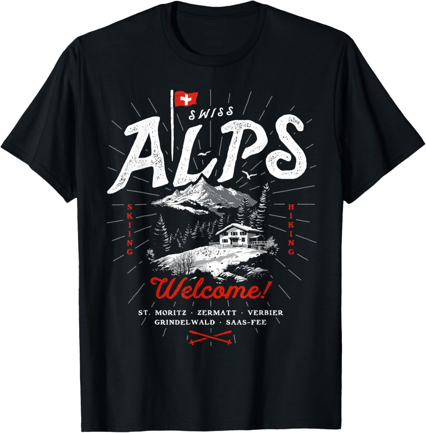 Swiss Alps Switzerland Travel Outfit Gift Souvenir T-Shirt - T-Shirt | Black