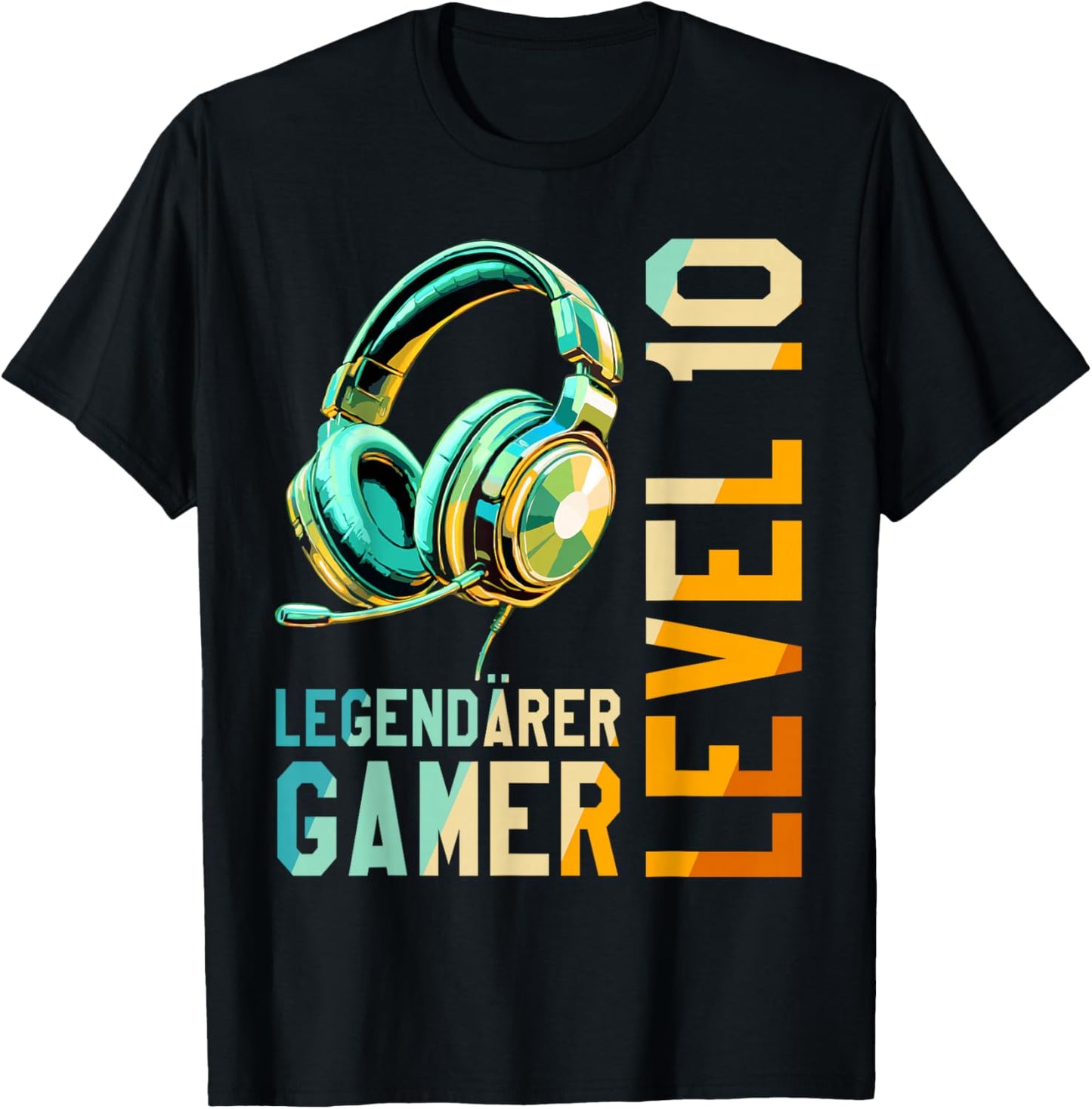 10. Geburtstag Junge Mädchen Teenager Level 10 Jahre Gamer T-Shirt - T-Shirt | Black