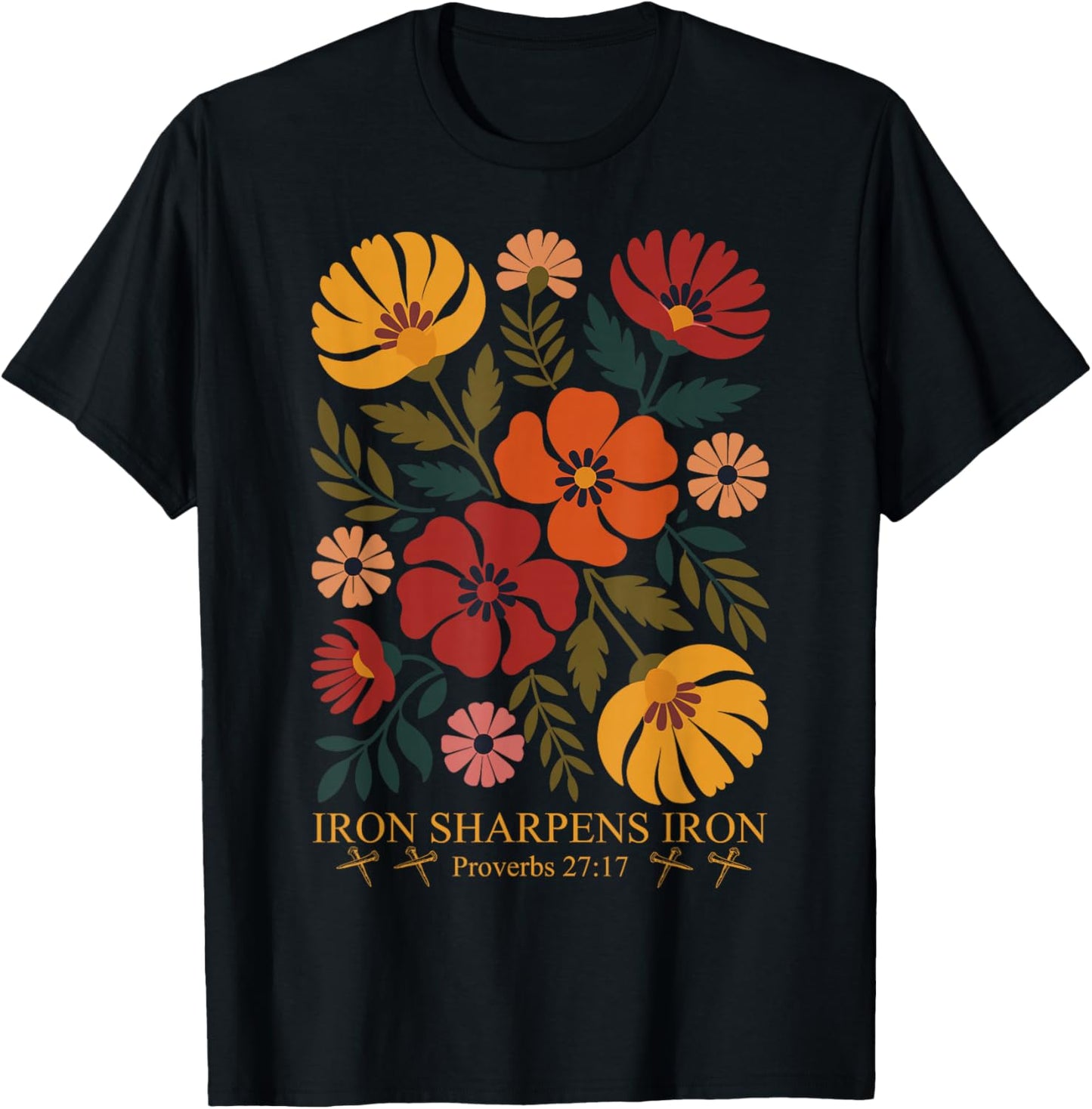 Christian Bible Verse Proverbs 27:17 Iron Sharpens Iron Girl T-Shirt - T-Shirt | Black