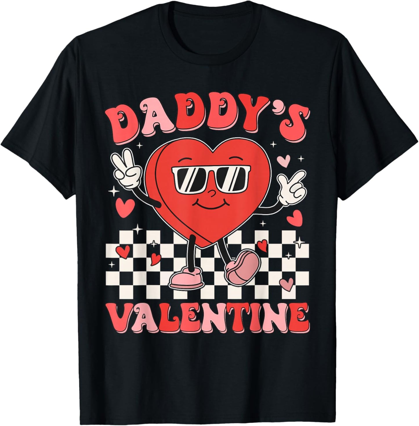 Daddy Is My Valentines Day Kid Girl Toddler Valentine's Day T-Shirt - T-Shirt | Black