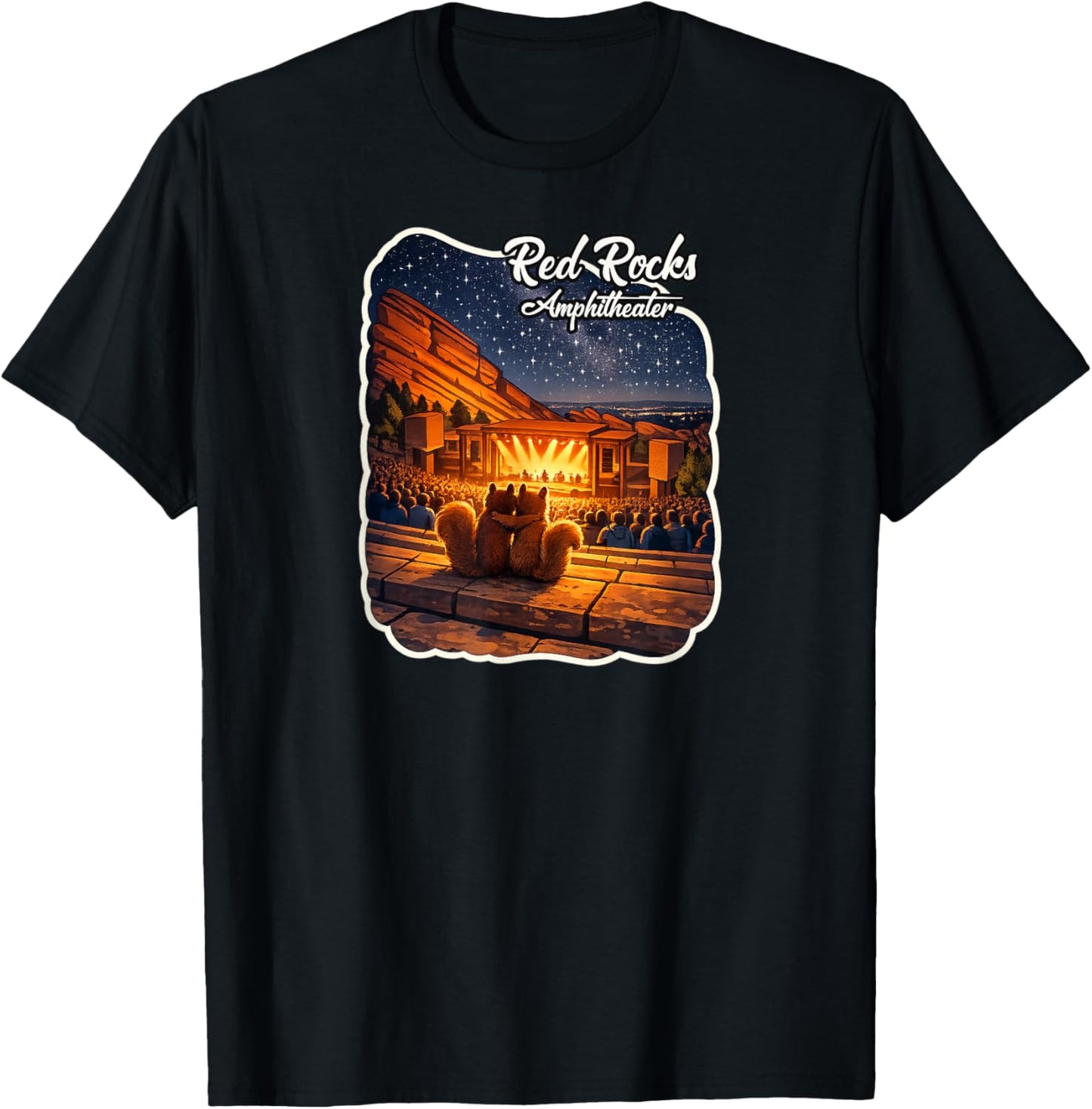 Red Rocks Amphitheater Colorado Squirrel Couple T-Shirt - T-Shirt | Black
