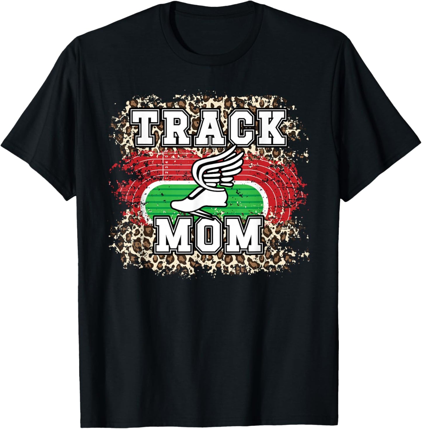 Track Mom Leopard Track And Field Mom Track And Field Mama T-Shirt - T-Shirt | Black