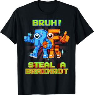 Bruh R or F Funny R-F Brainrot for Boys Kids Teens T-Shirt - T-Shirt | Black