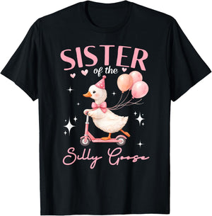 Sister of The Silly Goose Birthday Party Matching Family T-Shirt - T-Shirt | Black