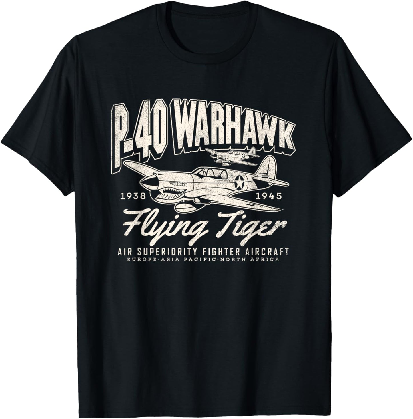 P-40 Warhawk Legendary Flying Tiger's Fighter Plane Warbirds T-Shirt - T-Shirt | Black