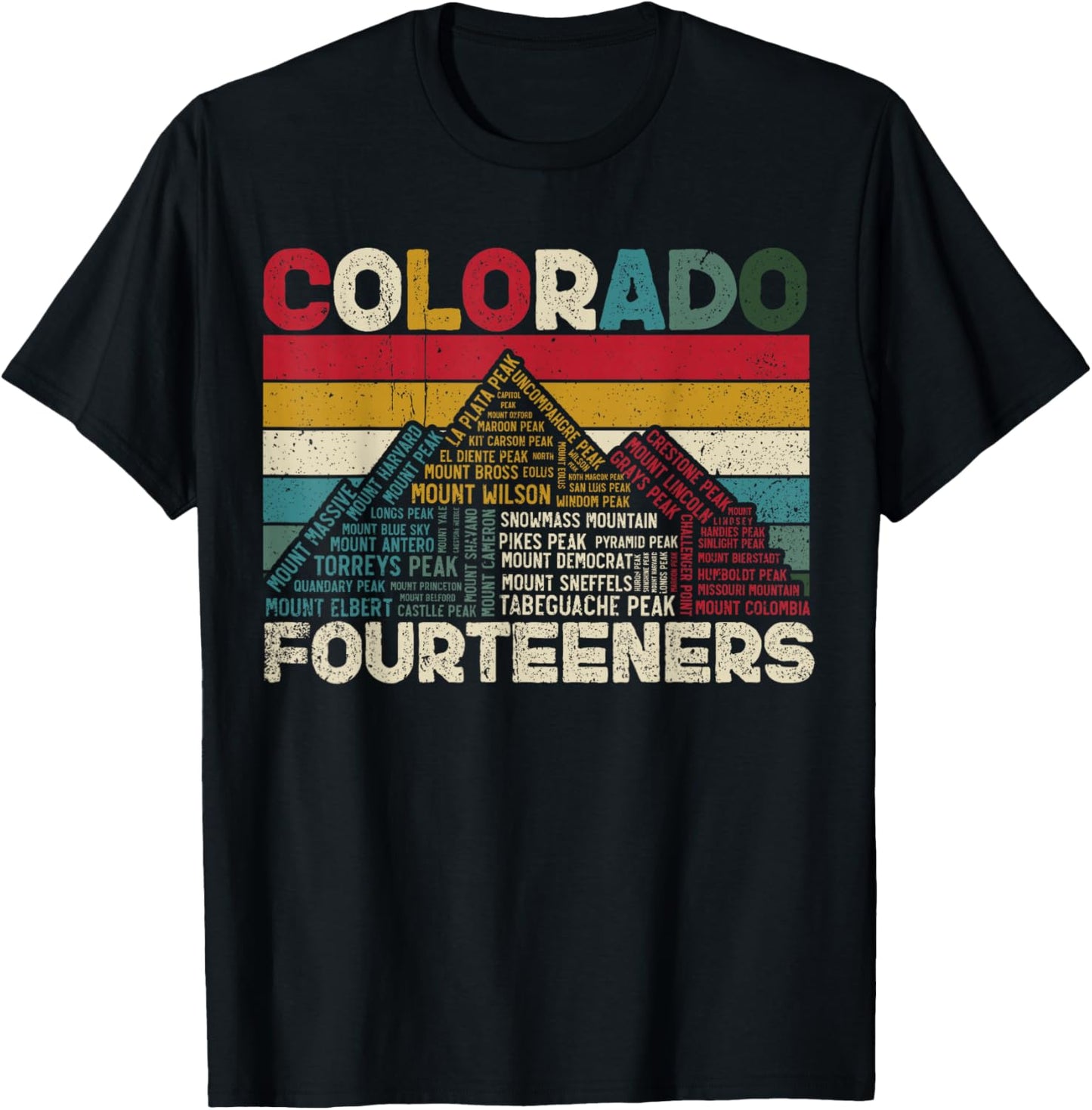 Colorado 14ers - Fourteeners - Rocky Mountain State Hiker T-Shirt - T-Shirt | Black