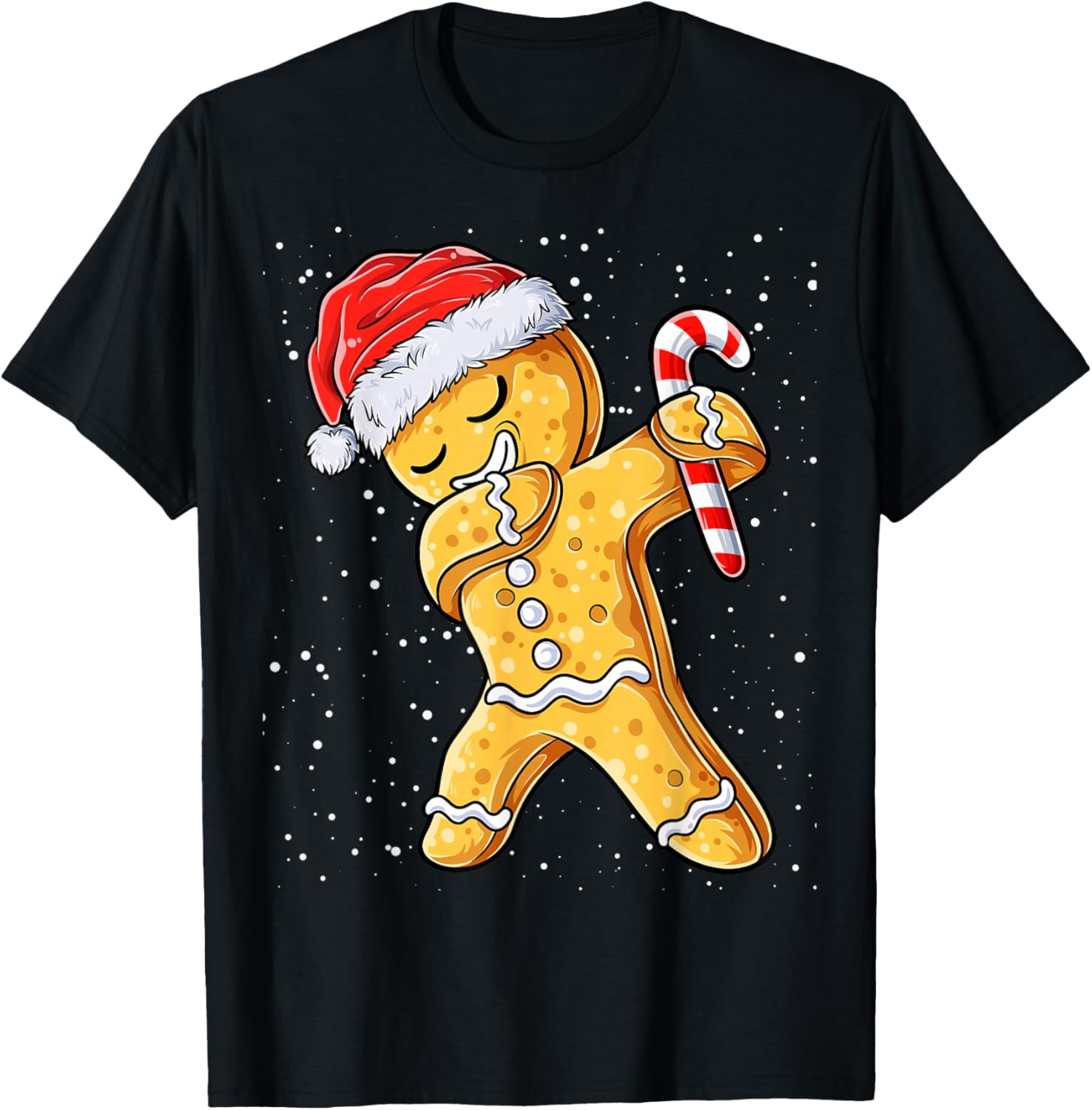 Gingerbread Man Dabbing Cool Christmas Cookie Dab Xmas Kids T-Shirt - T-Shirt | Black