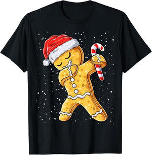 Gingerbread Man Dabbing Cool Christmas Cookie Dab Xmas Kids T-Shirt - T-Shirt | Black