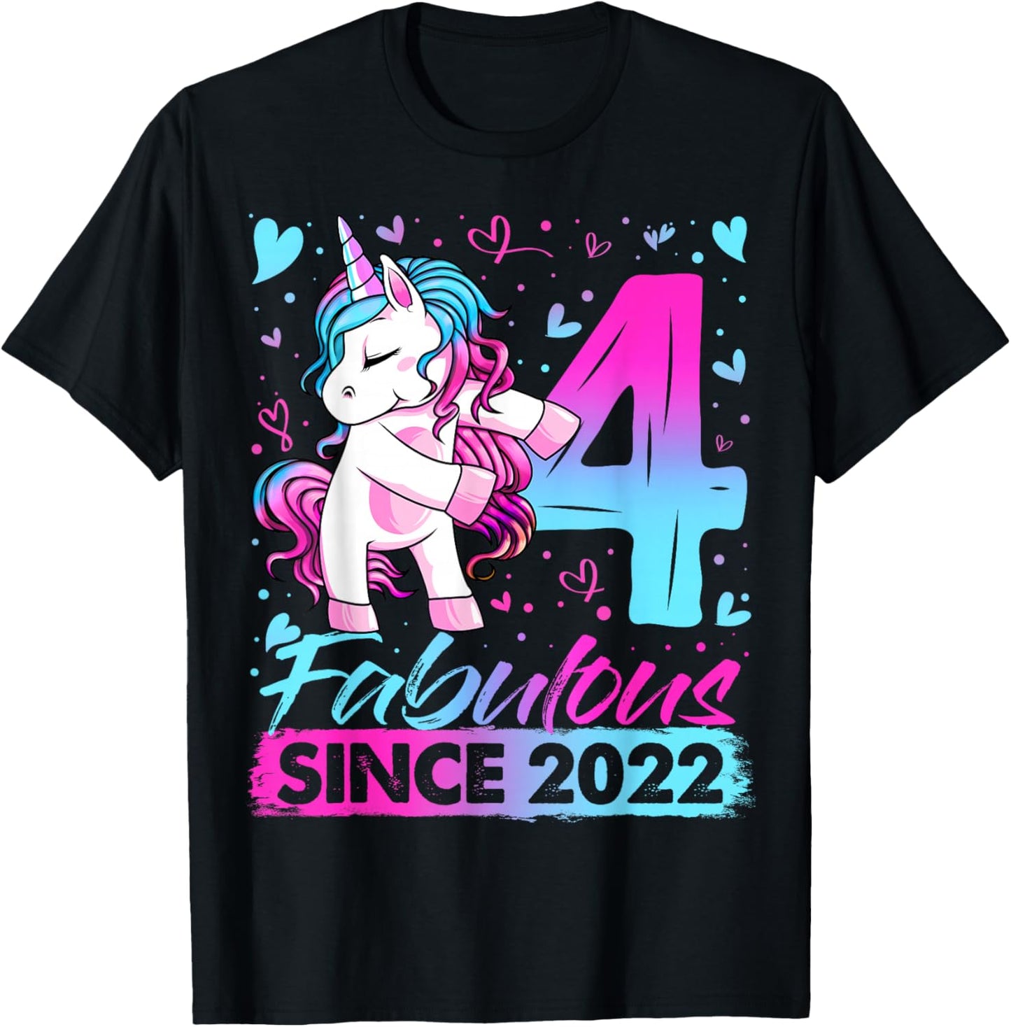 4th Birthday Shirt Girl 4 Year Old Gifts 4 Birthday Girl T-Shirt - T-Shirt | Black