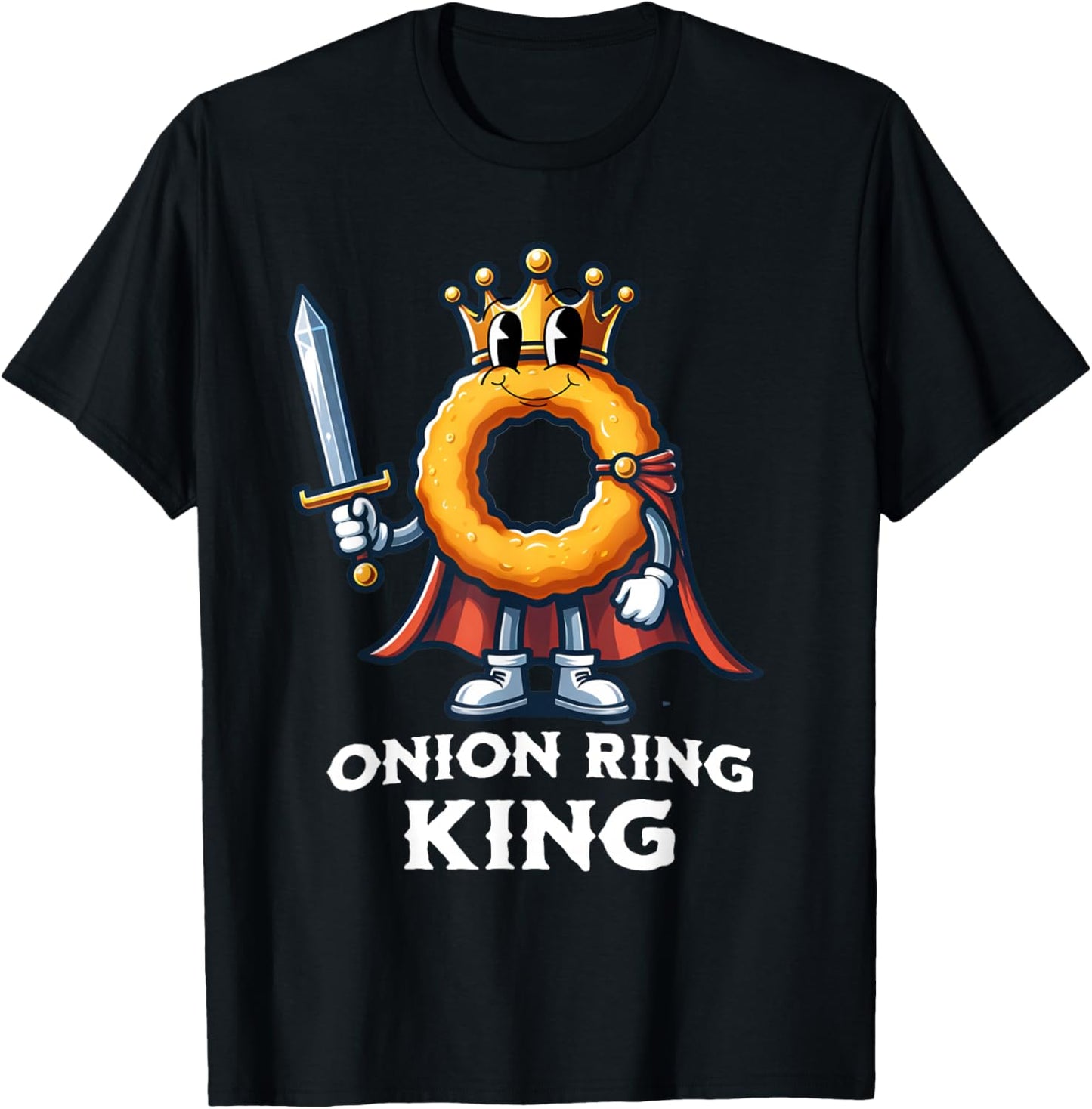 Onion Ring King Funny Fried Onion Rings Food T-Shirt - T-Shirt | Black