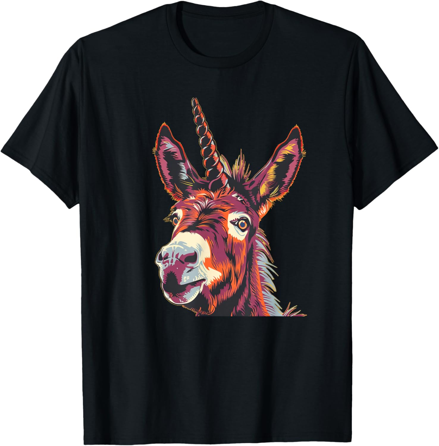 Funny Unicorn Face for Donkey and Horses Lovers T-Shirt - T-Shirt | Black