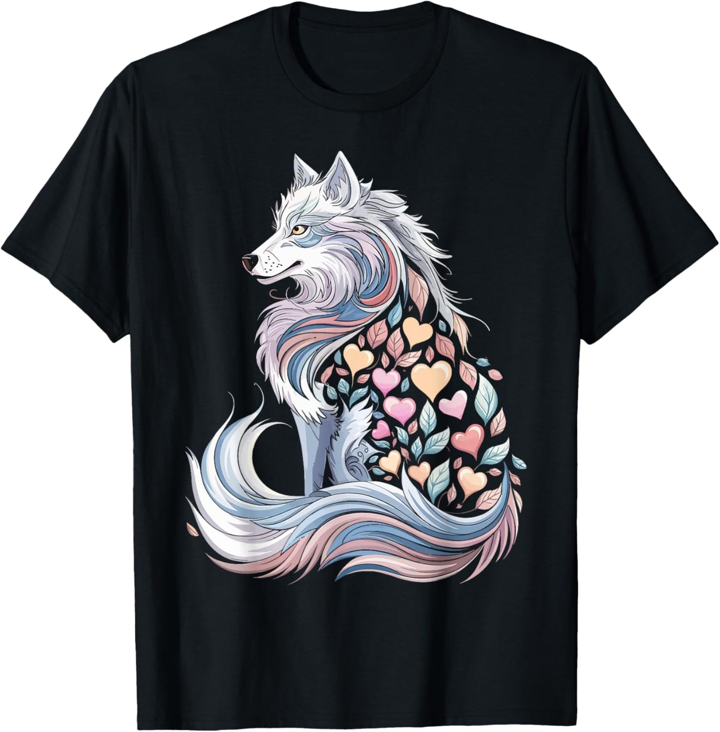Wolf Heart Valentine's Day Animal Lover Couples Matching T-Shirt - T-Shirt | Black