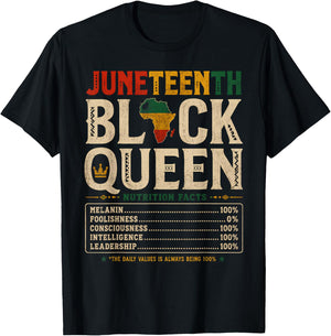 Juneteenth 1865 Black Women Queen Nutrition Facts African T-Shirt - T-Shirt | Black