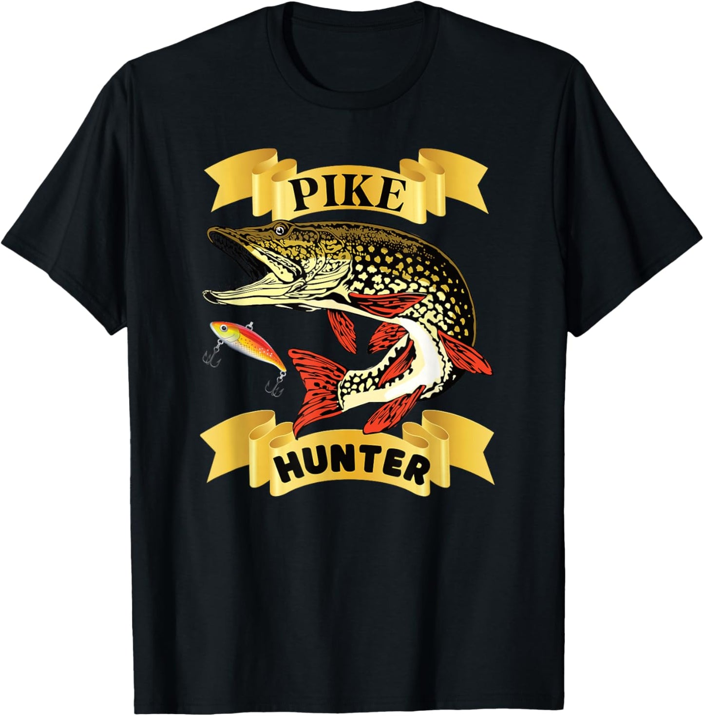 Pike Hunter Predator Fisherman Fishing Lovers Predatory T-Shirt - T-Shirt | Black