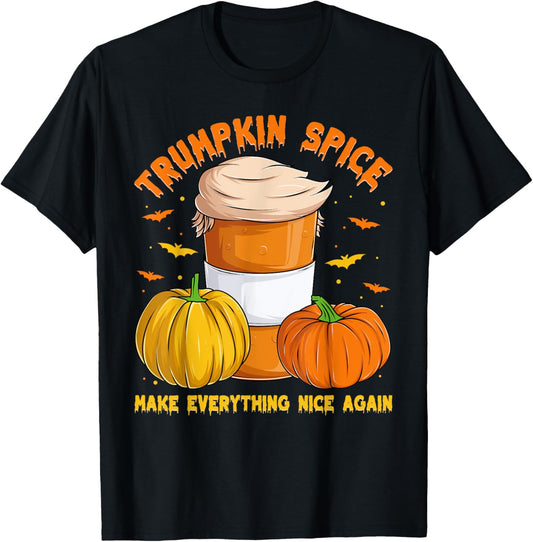 Trumpkin Spice Make Everything Nice Again, Halloween Trump T-Shirt - T-Shirt | Black