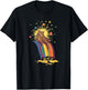 Retro Vintage Relaxed Tabby Cat Lounging On A Rainbow T-Shirt - T-Shirt | Black