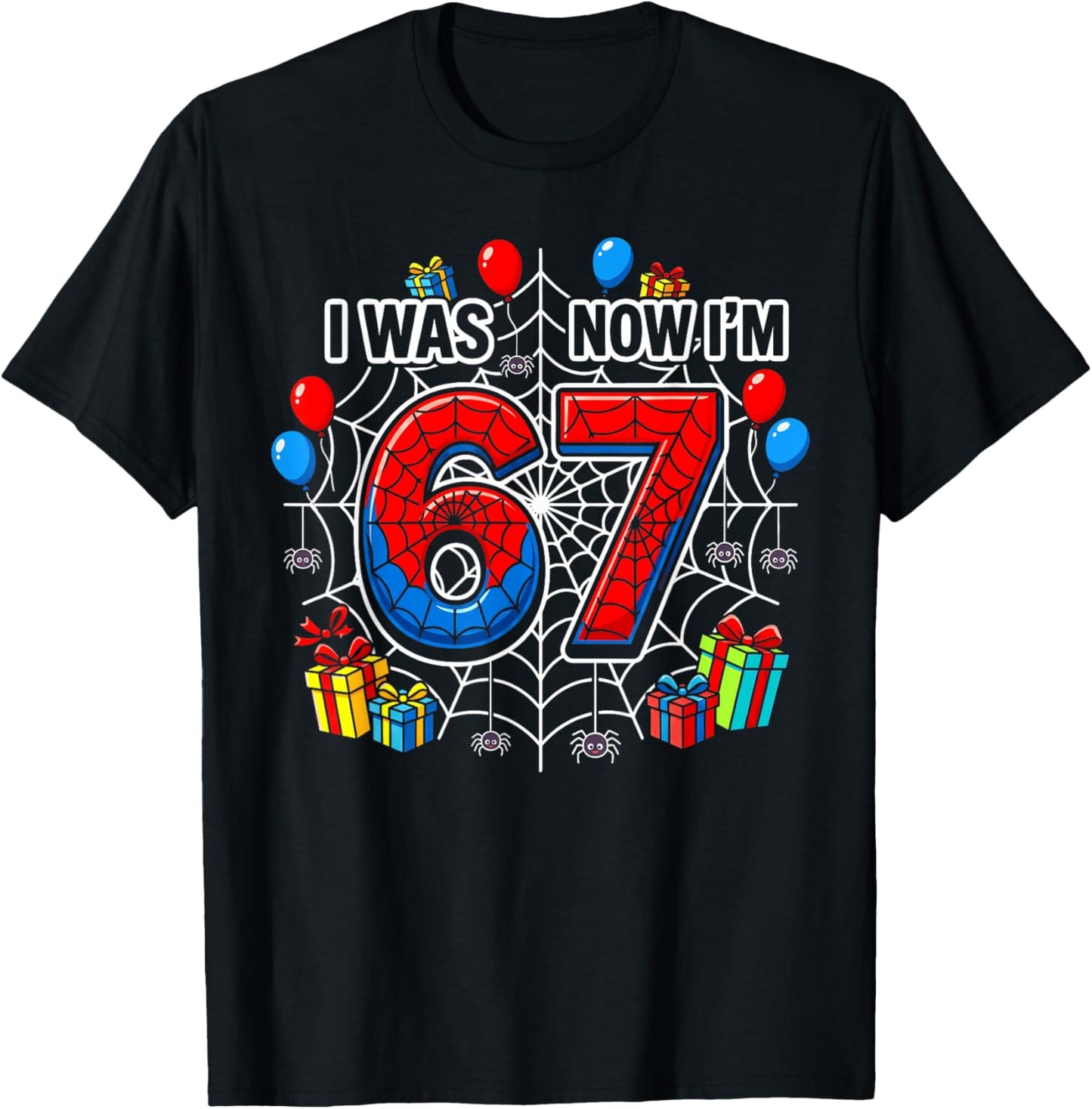 I was 6 Now I'm 7 Spider Web 7th Birthday 6 7 Birthday Boys T-Shirt - T-Shirt | Black