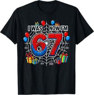 I was 6 Now I'm 7 Spider Web 7th Birthday 6 7 Birthday Boys T-Shirt - T-Shirt | Black