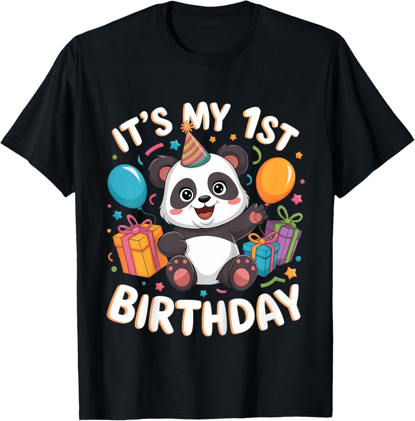Kids 1st Birthday Panda Design T-Shirt - T-Shirt | Black