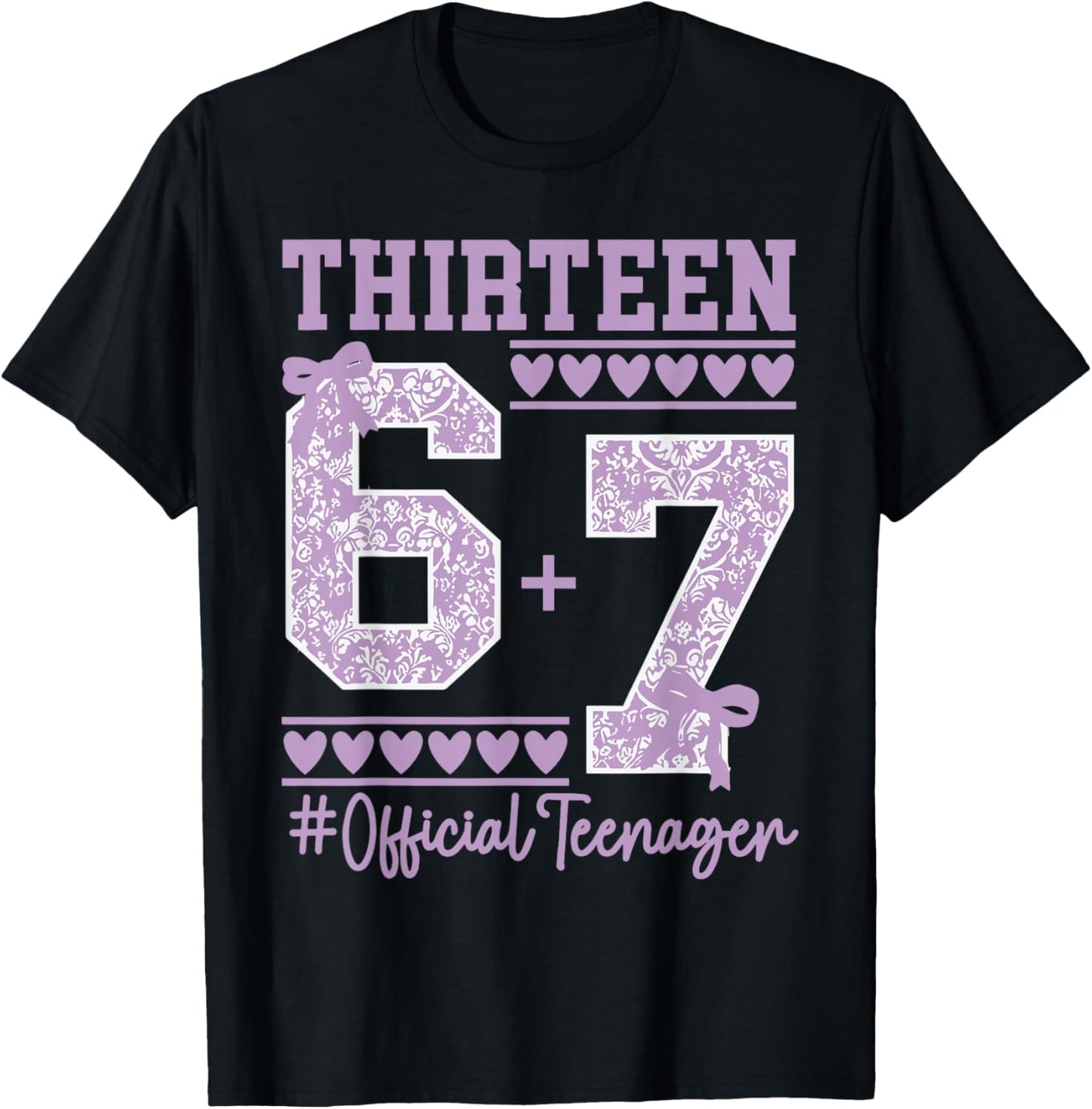 13th Birthday Girls Official Teenager Pastel 67 six Seven T-Shirt - T-Shirt | Black