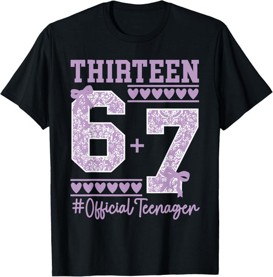 13th Birthday Girls Official Teenager Pastel 67 six Seven T-Shirt - T-Shirt | Black