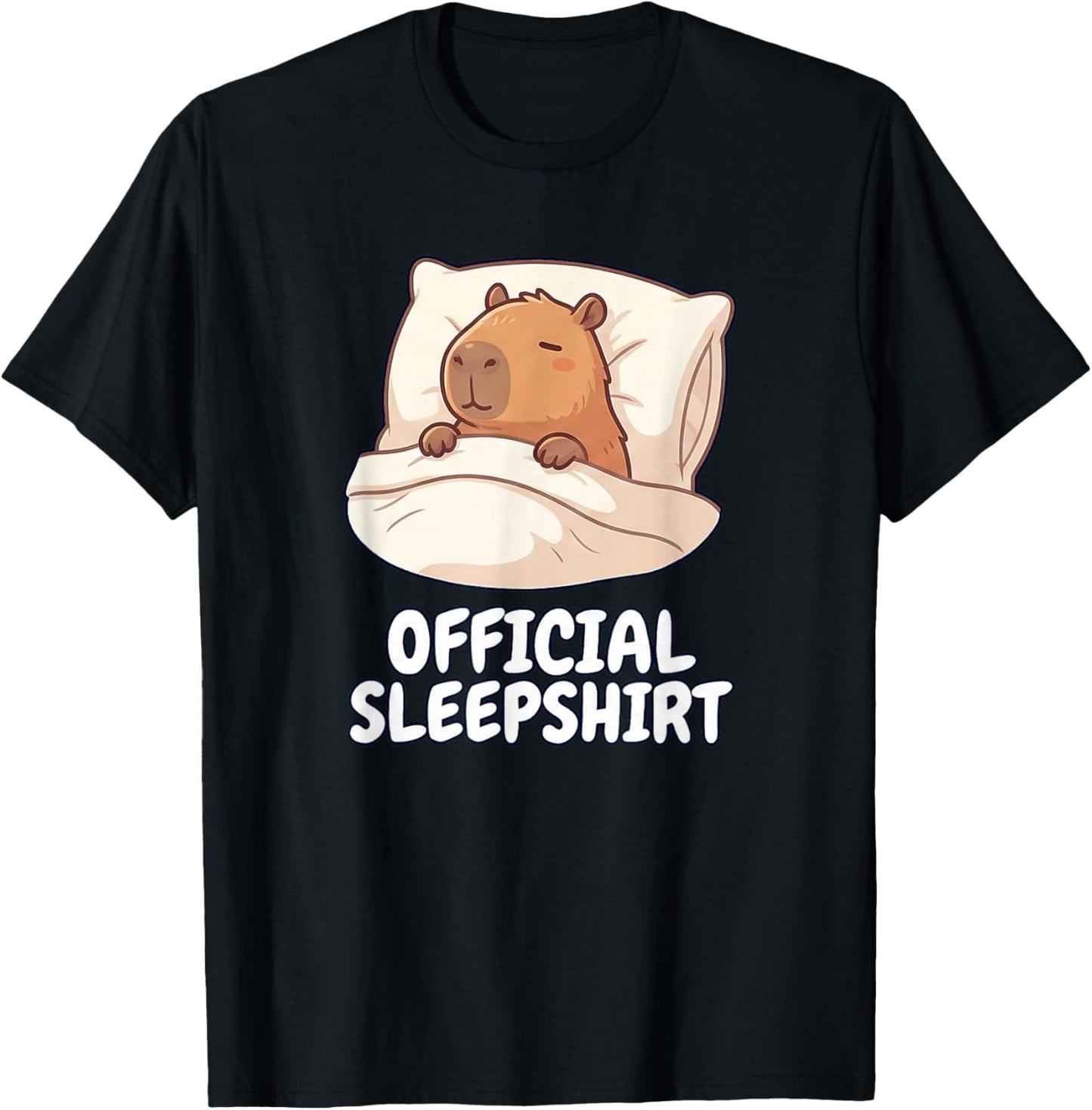 Official Capybara Cute Bedtime Sleepwear T-Shirt - T-Shirt | Black