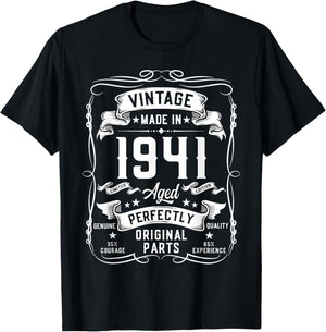 Vintage 1941 85yr 85th Birthday Gifts 85 Years Old T-Shirt - T-Shirt | Black