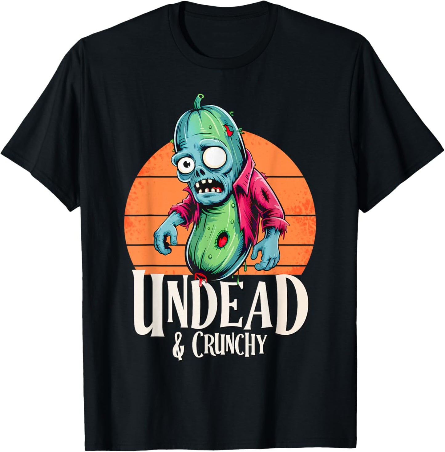 Undead & Crunchy – Funny Zombie Cucumber Halloween T-Shirt - T-Shirt | Black