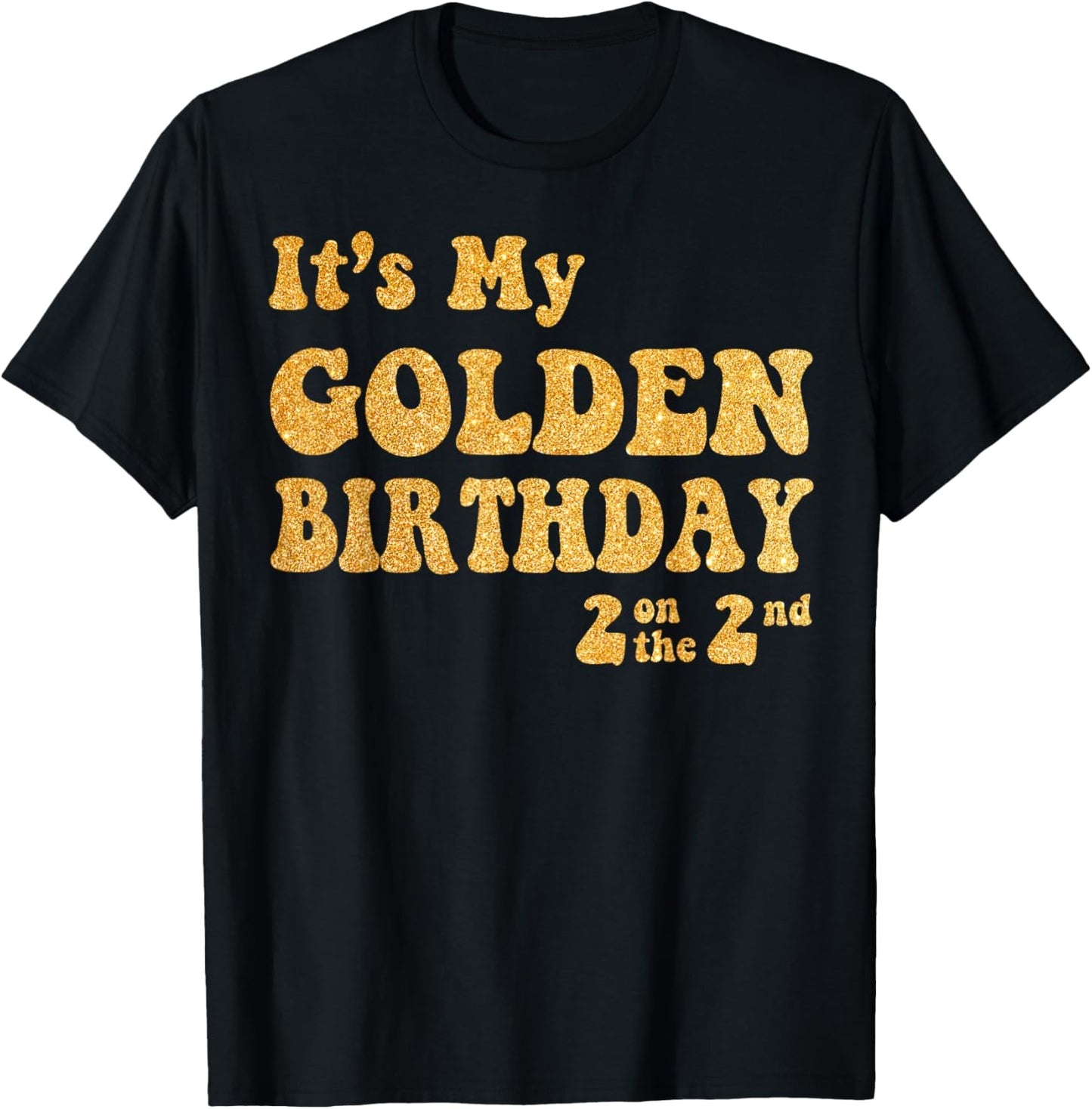 It's My 2nd Golden Birthday 2 Year Old Bday Kids Groovy T-Shirt - T-Shirt | Black