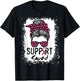 Breast Cancer Support Squad Shirt , Messy Bun Pink T-Shirt - T-Shirt | Black