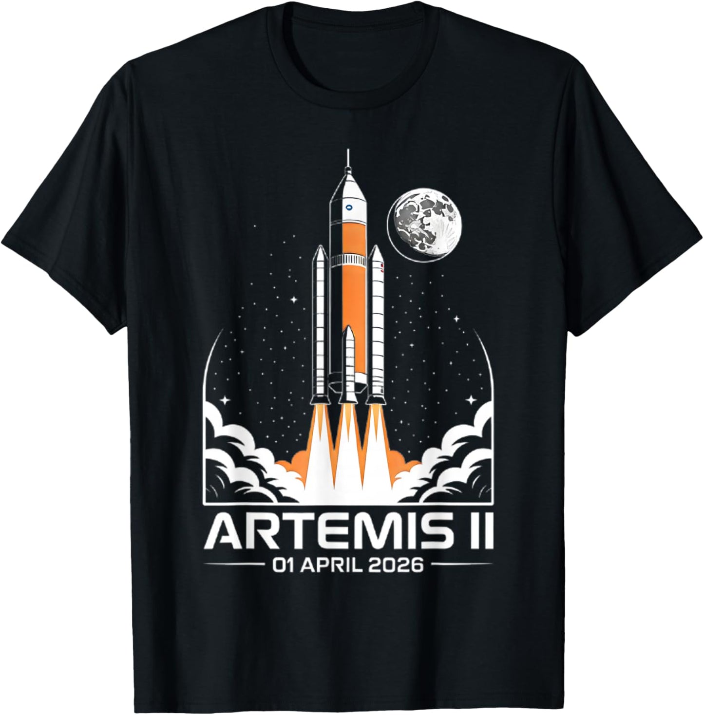 Artemis II Launch to The Moon Space Mission April 2026 T-Shirt - T-Shirt | Black
