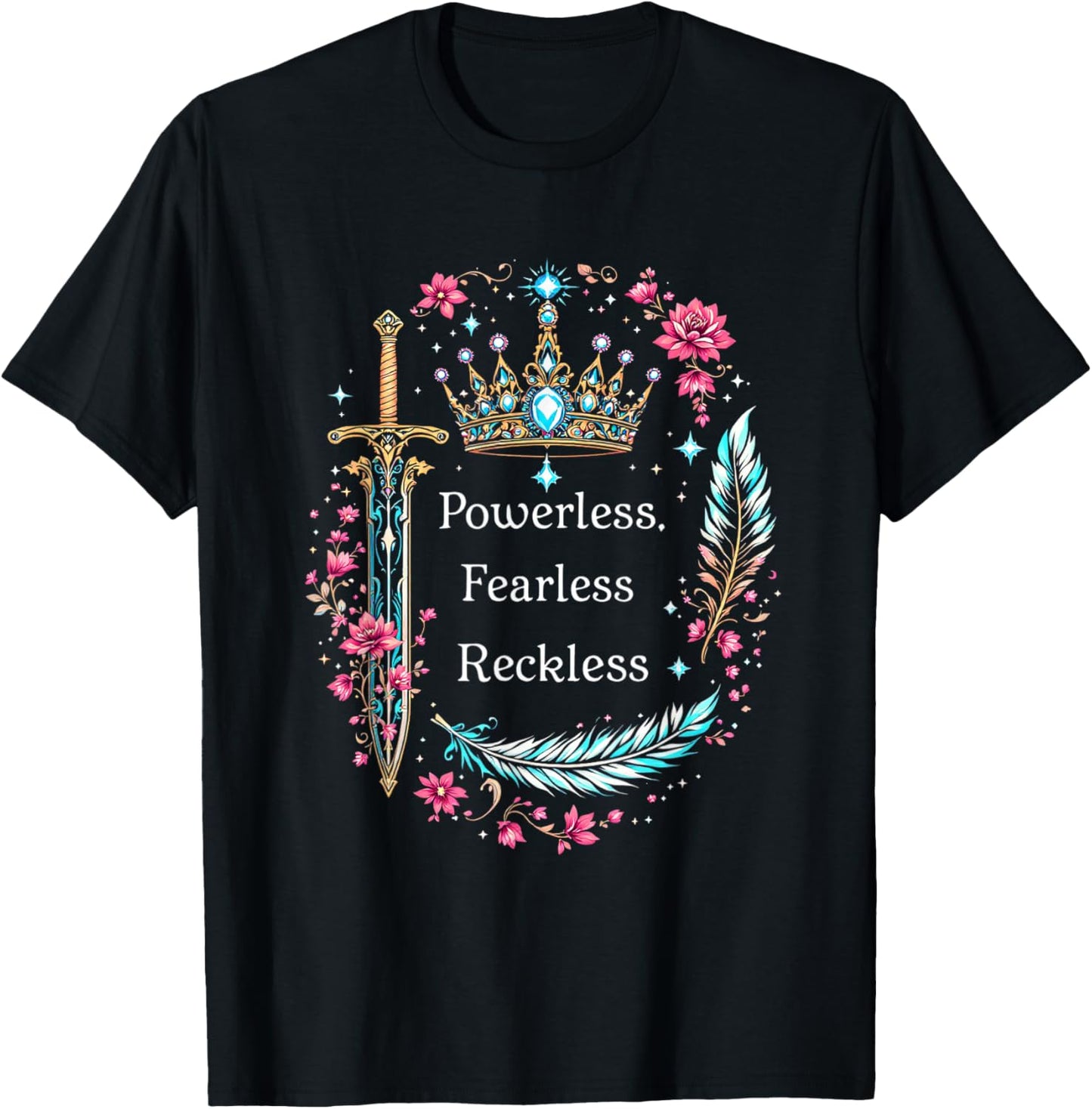 Powerless, Fearless, Reckless Ornate T-Shirt - T-Shirt | Black